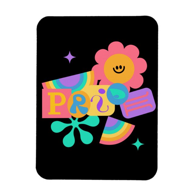 Ímã LGBT+orgulho. Ama arco-íris. Amor de girassol. (Vertical)