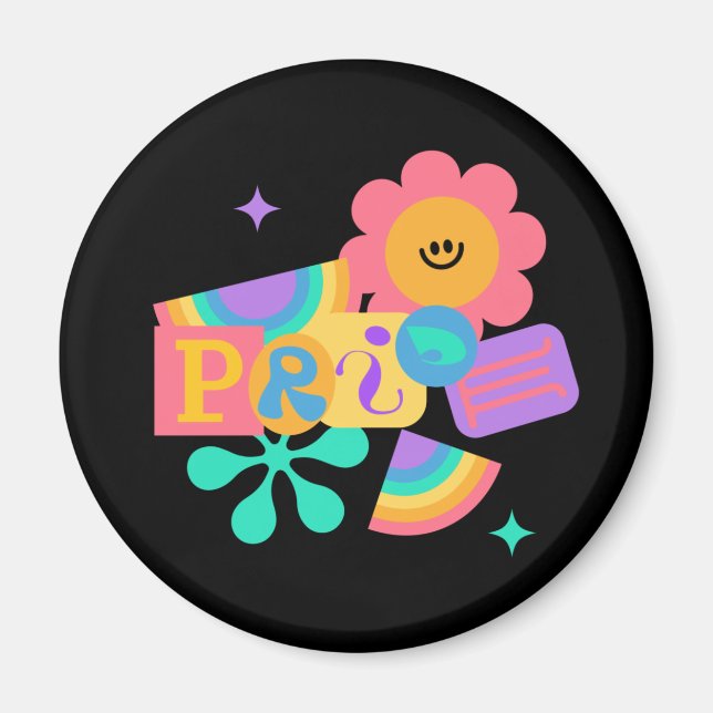 Imã LGBT+orgulho. Ama arco-íris. Amor de girassol. (Frente)
