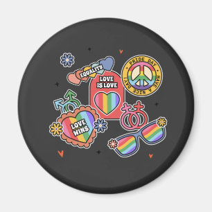 Imã LGBT+orgulho. Amor é amor, igualdade, Dia do Orgul