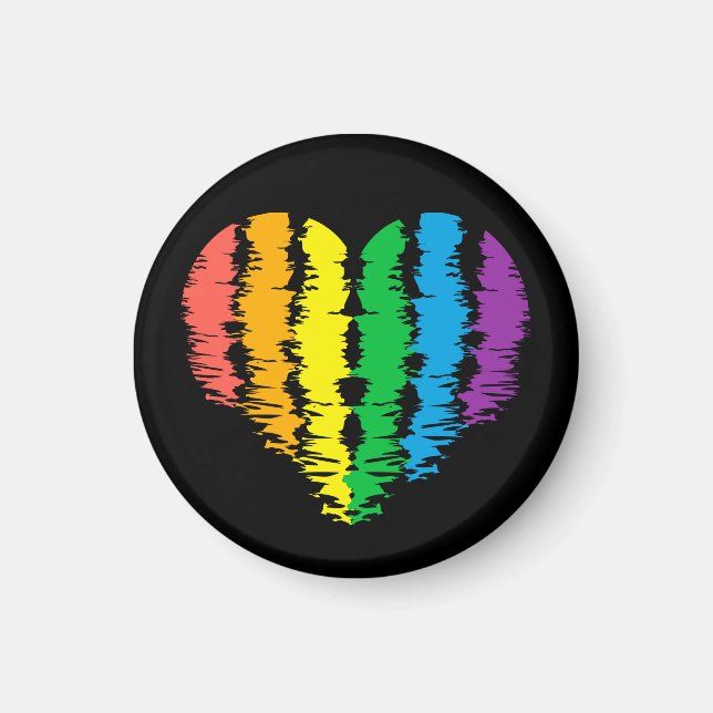 Imã LGBT+orgulho. Arco-íris do coração. (Frente)