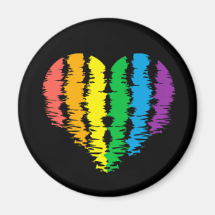 Imã LGBT+orgulho. Arco-íris do coração. Botao