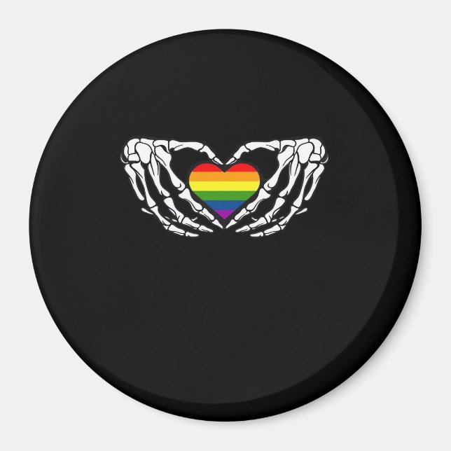 Imã Lgbt Pride Skeleton Halloween Gótico Heart Classic (Frente)