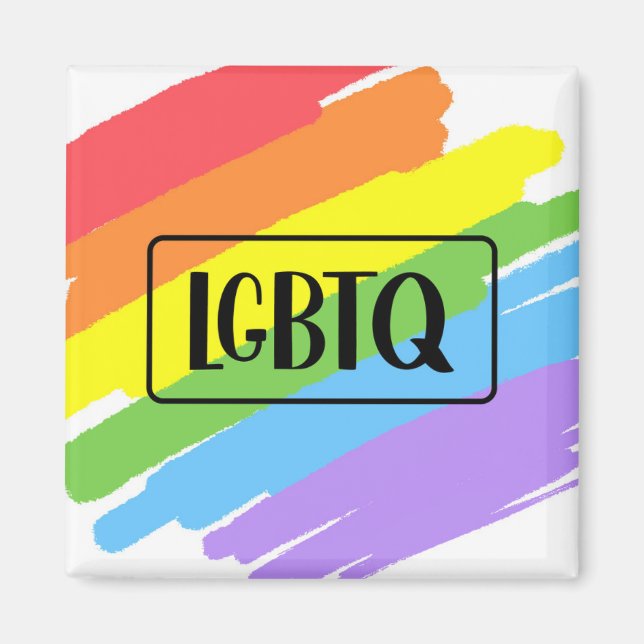 Imã LGBTQ Brushstrokes Arco-Íris (Frente)
