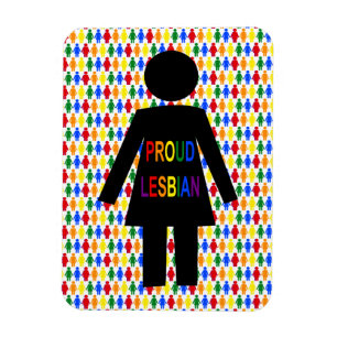 Ímã LGBTQ Silhouette Lésbica e Damas Arco-Íris