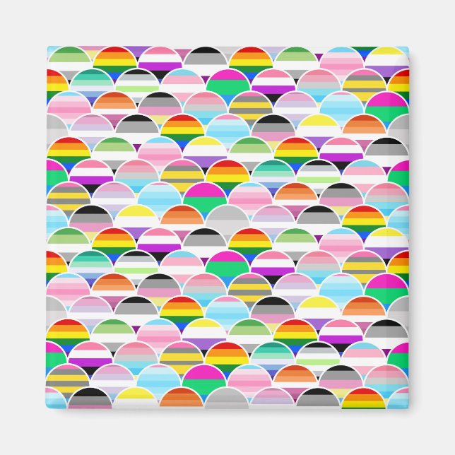 Imã LGBTQIA+ Queer Scalloped Pride Flag Fans (Frente)