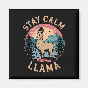 Imã Lhama Fique Calmo Alpaca Engraçado Na Montanha Cam