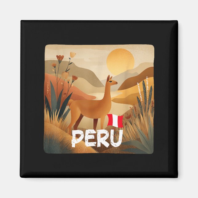 Imã Lhama Incrível em Fantasia de Cores do Peru (Frente)