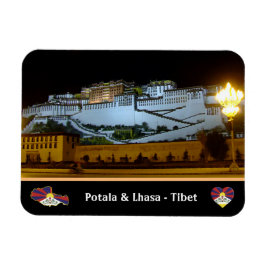 Ímã Lhasa à noite - Palácio de Potala, Tibete/vintage