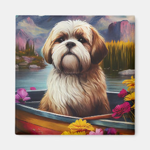 Imã Lhasa Apso em um Paddle: Uma Aventura Cênica