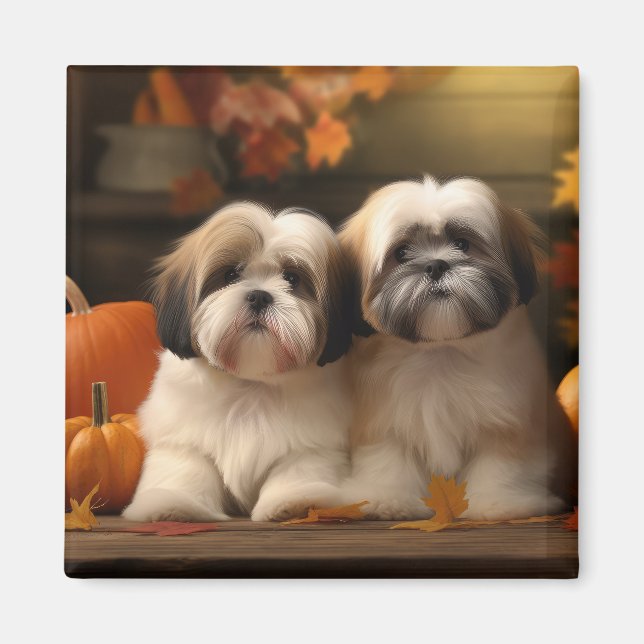Imã Lhasa Apso Puppy Autumn Delight Pumpkin (Frente)