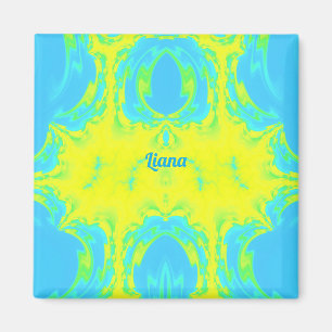 Imã LIANA ~ Padrão Abstrato ~ Amarelo Azul Verde ~