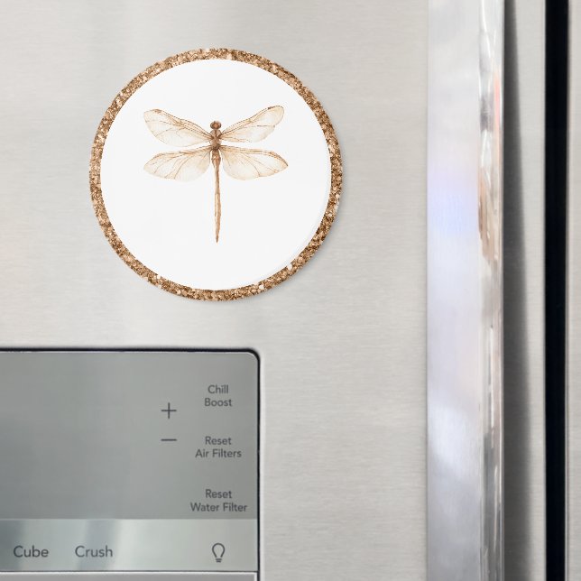 Imã Libélula Branca Brilho Falso Dourado   (In Situ (Fridge))