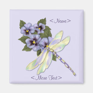 Imã Libélula & Pansies - personalize
