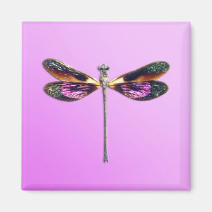 Imã Libélula - prata, ouro, roxo e preto
