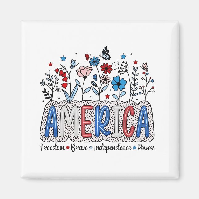 Imã Liberdade Americana Independência Corajosa Poder 4 (Frente)