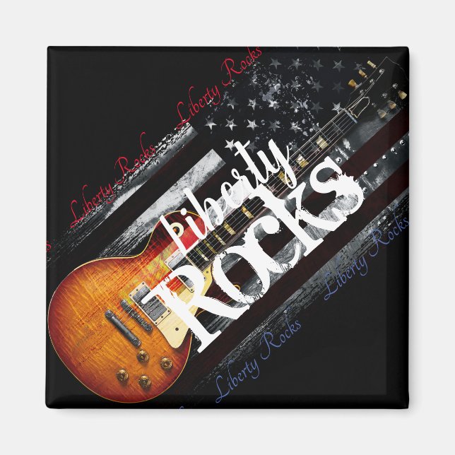 Imã LIBERTY ROCKS Vintage - Bandeira americana (Frente)