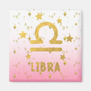 Imã Libra Zodiac Rosa e Dourado Magnet