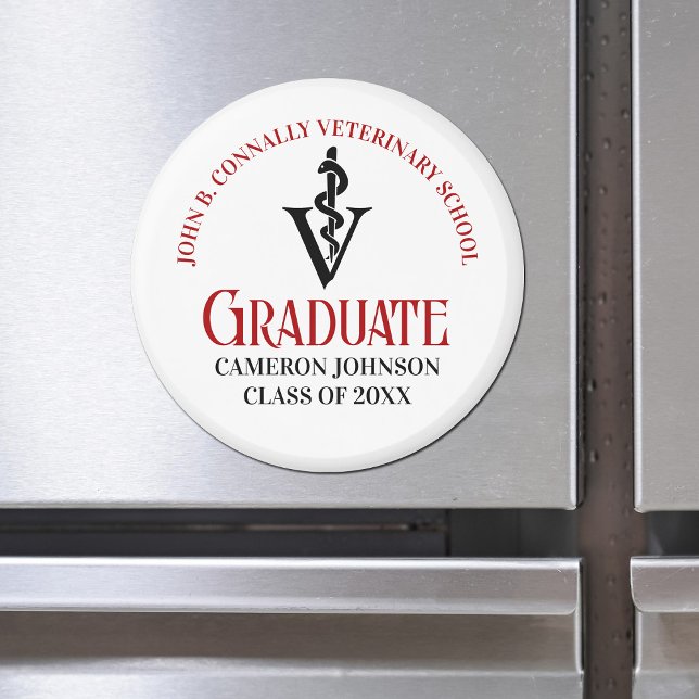 Imã Licenciação Veterinária Personalizada em Preto Ver (Criador carregado)