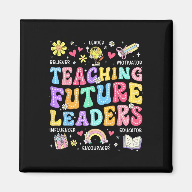 Imã Líderes Futuros do Ensino Rétro Professor Groovy d (Frente)