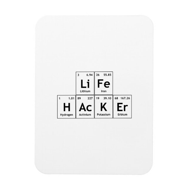 Ímã LiFe HAcKEr Elementos de Química Palavra de Mesa P (Vertical)