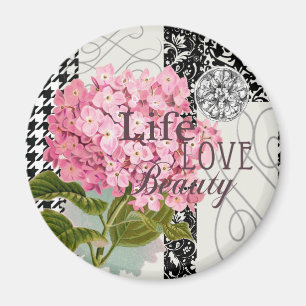 Imã Life Love Beauty Flor Pink Collage