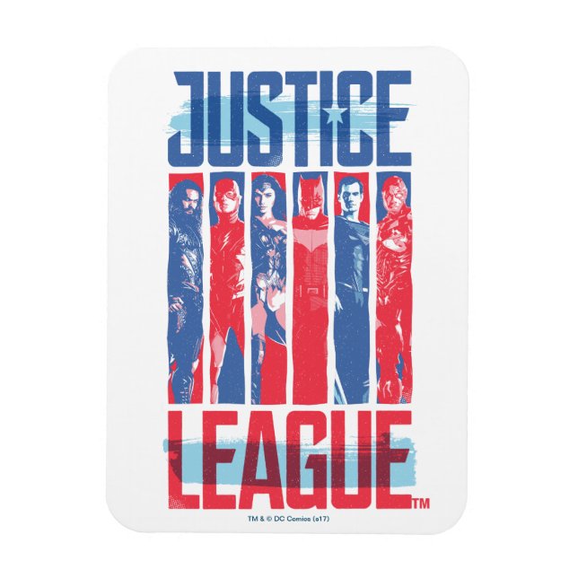 Ímã Liga da Justiça | Blue & Red Group Pop Art (Vertical)