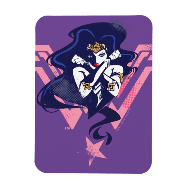 Ímã Liga da Justiça | Mulher Maravilha e Pop de Símbol (Vertical)