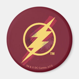 Imã Liga da Justiça  Símbolo Flash Pincel e Meio-Ton