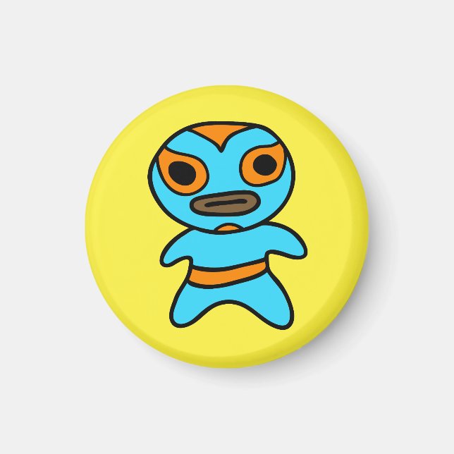 Imã Li'l Lucha Libre Wrestler Magnet (Blue-Orange) (Frente)