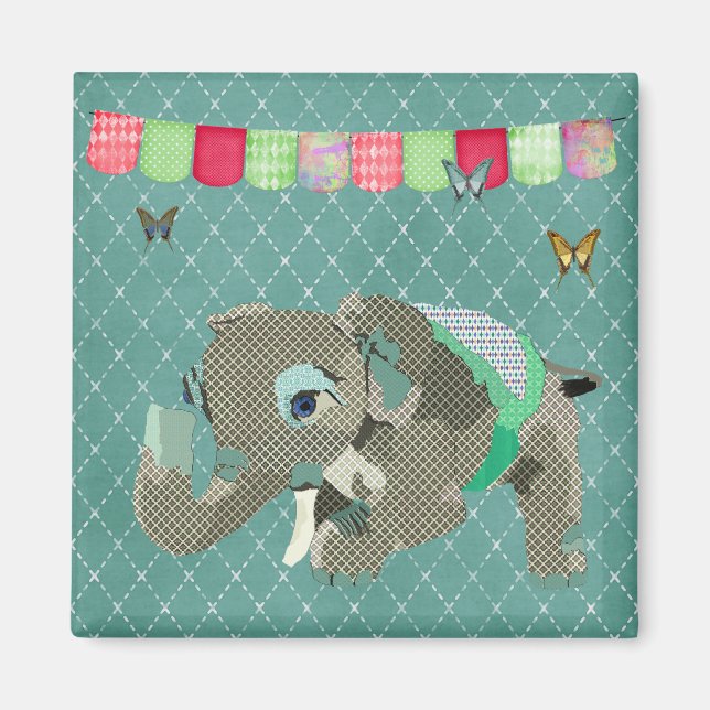 Imã Lil Lucky Elephant Green Magnet (Frente)
