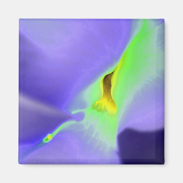 Imã Lilac Purple e Neon Green Floral Design Magnet (Frente)