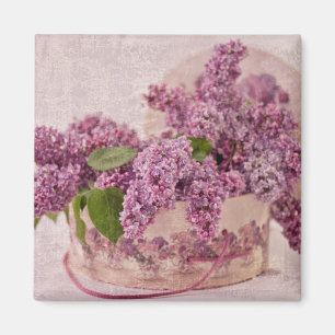 Imã Lilacs Em Uma Caixa De Chapéu Vitoriano