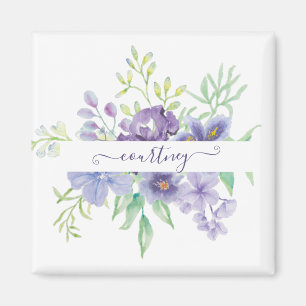 Imã Lilás floral personalizado aquarela