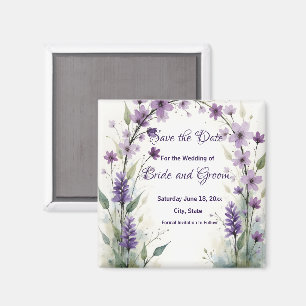 Imã Lilás Lavanda Floral Salvar a Data