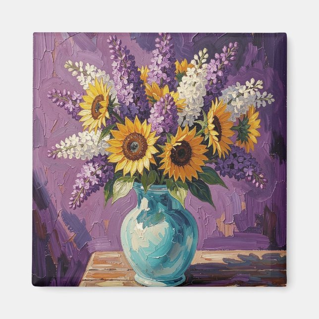 Imã Lilases e Girassóis | Design Botânico   (Frente)