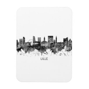 Ímã Lille France Skyline BW