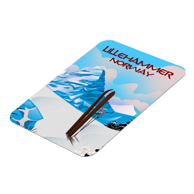 Ímã Lillehammer Norway Ski poster. (Left Side)