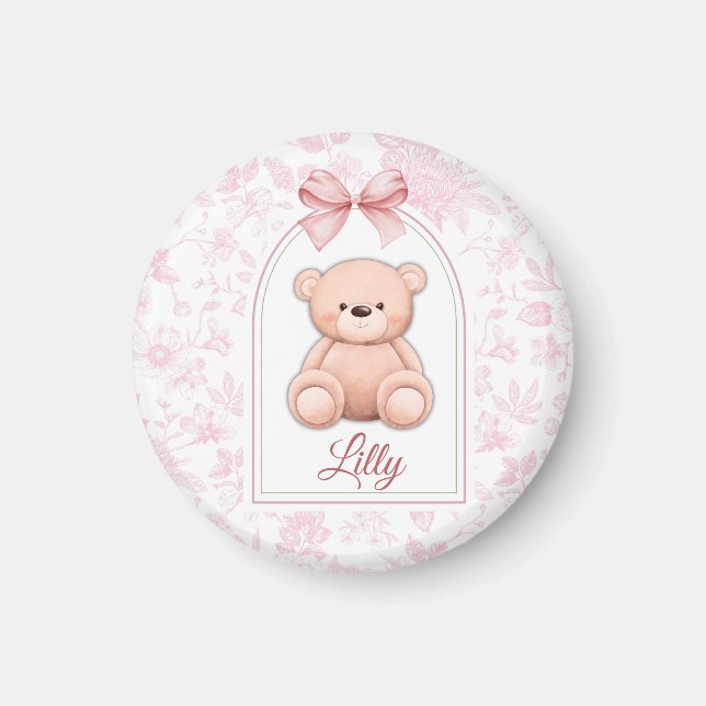 Imã Lilly | Design de Enfermeiro de Urso Rosa Personal (Frente)