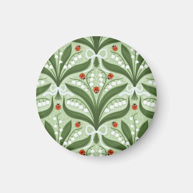 Imã Lily do vale e a simetria de joias em verde. (Frente)