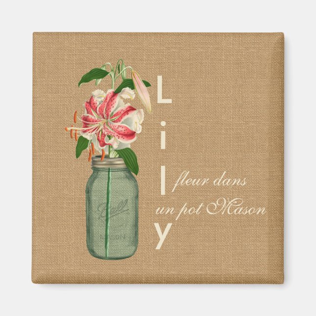 Imã Lily fleur dans un pote Mason (Frente)