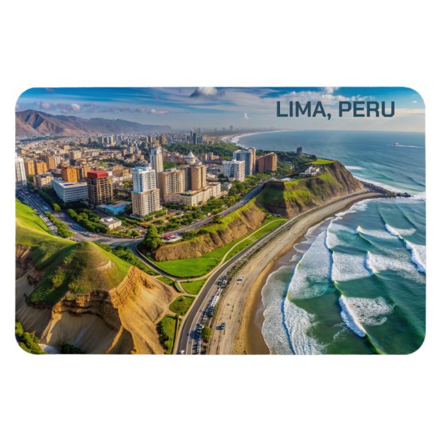 Ímã Lima de texto personalizado, Peru (Horizontal)