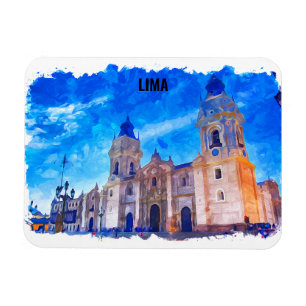 Ímã Lima Peru Watercolor Viagens vintage