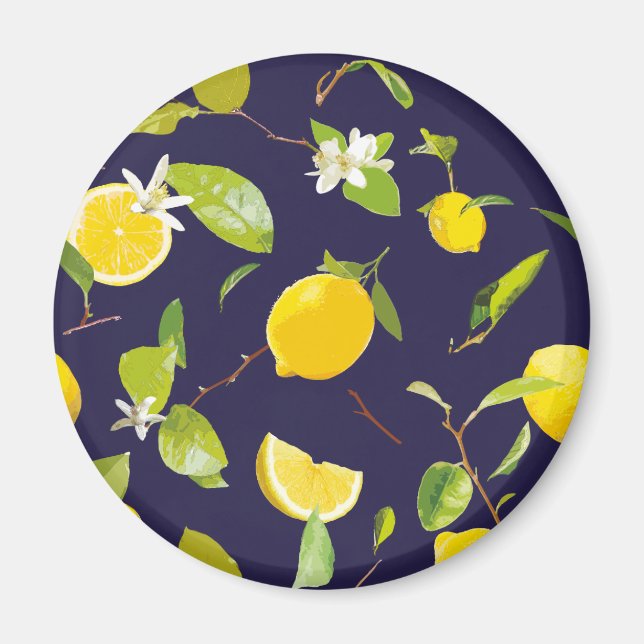 Imã Limão de Aquarela e Folhas 10 (Frente)