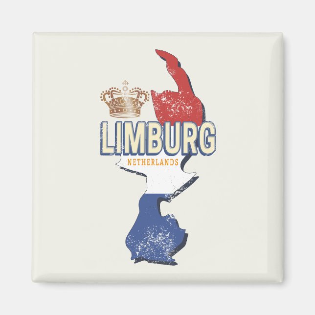 Imã Limburg Países Baixos Mapa neerlandês Vintage Souv (Frente)