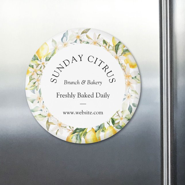 Imã Limões Amarelos e Flores Brancas Fritas Florais (In situ)