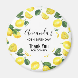 Imã Limões Amarelos Padrão de Fruta de Aquarela Aniv