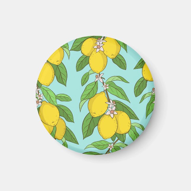 Imã Limões, Fundo Azul Vibrante Sem Olhos. (Frente)