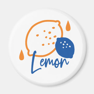 Imã Limon Line Art minimalista - Fruta moderna de citr