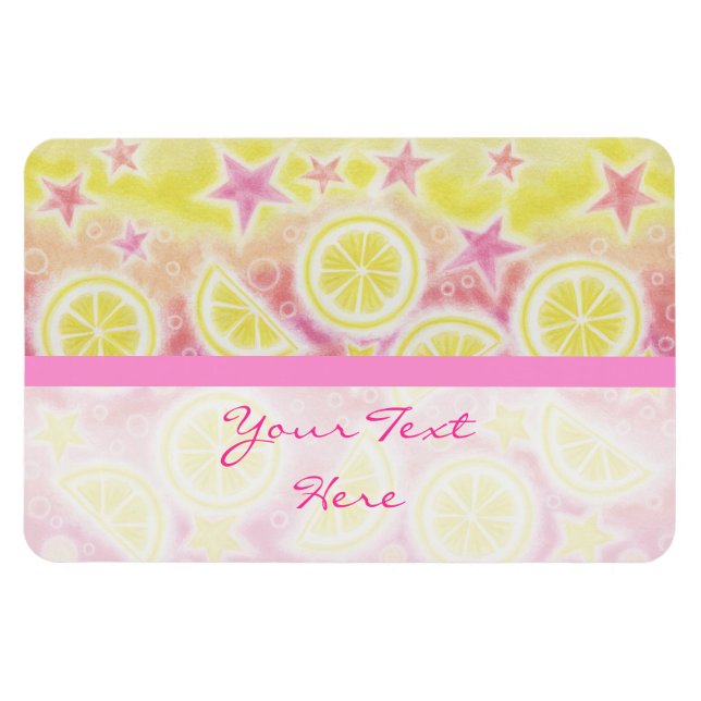 Ímã Limonada rosa, íman premium 'Your Text' (Horizontal)