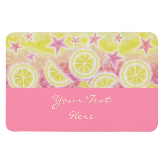 Ímã Limonada rosa 'Seu texto é um íman premium rosa (Horizontal)